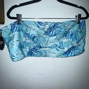 Tropical Blue Leaf Print Bandeau Moana Smile Club